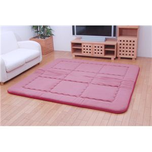 国産固綿40mm使用 ベロア生地 ふっくら敷 『スタイルF敷』 エンジ 190×240cm