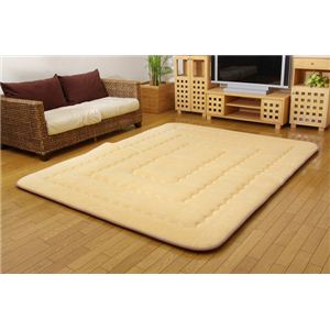 国産固綿40mm使用 タオル生地 ふっくら敷 『DXライトF敷』 ベージュ 190×240cm