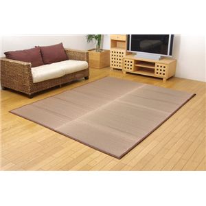 純国産 い草ラグ 『ふっくらソリッド』 ライトブラウン 約191×250cm（裏：ウレタン12mm）