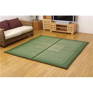 低反発ウレタン15mm入り い草ラグカーペット 『低反発ラッセル』 グリーン 約191×191cm