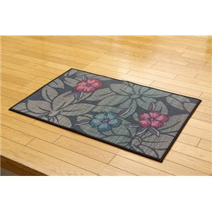 純国産 い草玄関マット 『なでしこ』 ブルー 約70×120cm