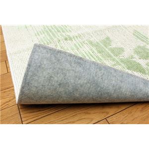 綿混タフトカーペット 『冷感リーフ』 グリーン 130×185cm（キシリトール加工）