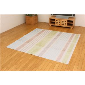 綿混タフトカーペット 『冷感ティンプル』 グリーン 185×185cm（キシリトール加工）