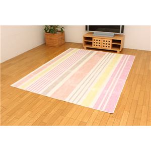綿混タフトカーペット 『冷感ティンプル』 ピンク 185×240cm（キシリトール加工）