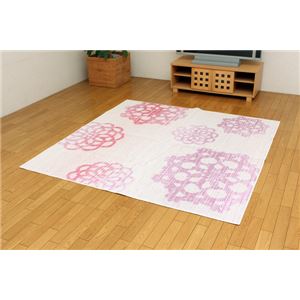 綿混タフトカーペット 『冷感クロッシェ』 ベージュ 185×185cm（キシリトール加工）