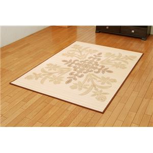 プリント 竹カーペット 『DXソール』 ブラウン 80×130cm（中材：ウレタン）