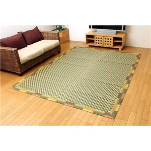 純国産 掛川織 い草ラグカーペット 『F琴』 グリーン 約191×250cm（裏：ウレタン）