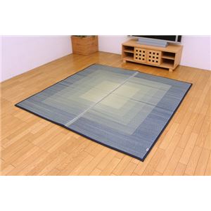 防音 ボリューム い草ラグ 『STオリジン』 ブルー 約191×250cm（裏：ソフトテック15mm）