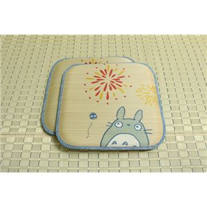 純国産 捺染アドラ い草座布団 『花火トトロ 2枚組』 約55×55cm×2P