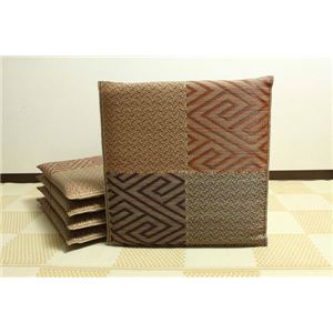 純国産 織込千鳥 い草座布団 『五風 5枚組』 ブラウン 約55×55cm×5P