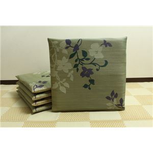 純国産 捺染返し い草座布団 『ミラージュ 5枚組』 グレー 約55×55cm×5P