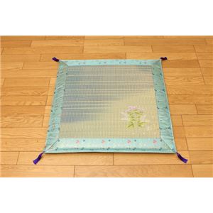 純国産 減農薬い草使用 御前(仏前)座布団 『彩花 環良草』 ブルー 約70×70cm