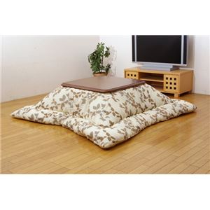 リーフ柄 こたつ厚掛け布団単品 『リーフ』 アイボリー 185×185cm