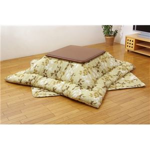 リーフ柄 こたつ厚掛敷布団セット 『リーフ』 ベージュ 185×185cm