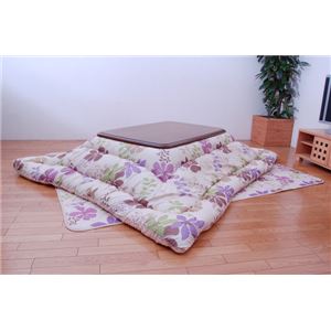 花柄 こたつ厚掛敷布団セット 『セルク』 ベージュ 205×205cm