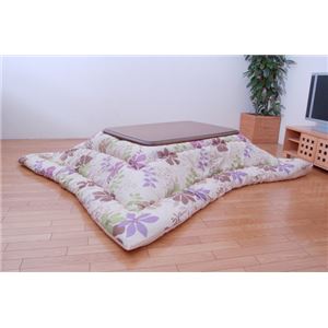 花柄 こたつ厚掛け布団単品 『セルク』 ベージュ 205×205cm