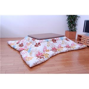 花柄 こたつ厚掛け布団単品 『セルク』 アイボリー 205×205cm