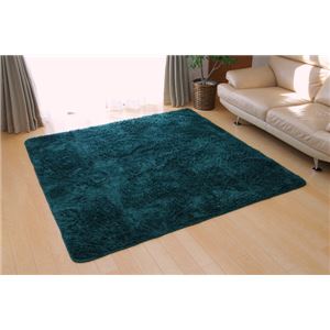 ホットカーペット対応 2色のミックスシャギーラグ 『マッシュCE』 グリーン 230×230cm