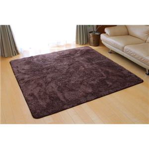 ホットカーペット対応 2色のミックスシャギーラグ 『マッシュCE』 ブラウン 230×230cm