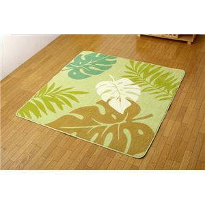 ホットカーペット対応 ラグ 『DXビガーツー』 グリーン 185×185cm