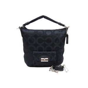 【COACH　OUTLET】コーチ　クリスティン　オプアート　サテン　ホーボー/2Way　ショルダーバッグ　F23742E SV/BK