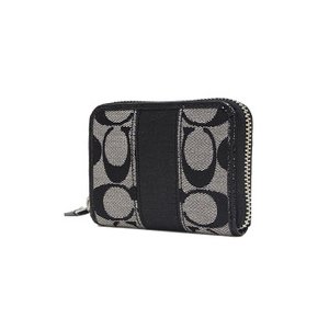 【COACH　OUTLET】コーチ　シグネチャー ストライプ ミディアム コイン ウォレット / ID・コインケース　F61876 F61876SBWBK