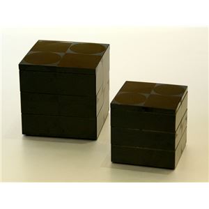 KZ2536 市松Modern5.0三段重（黒） 【Kaze-ya style・北市漆器店 】