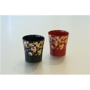 KZ2569 さくらペアフリーカップ（黒・朱） 【Kaze-ya style・北市漆器店 】