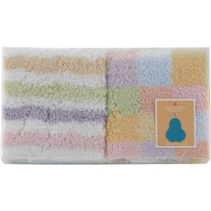 MFバスマット2枚STブロック MFふわふわバスマット2枚 STブロック ストライプ／ブロック 13-0121-053