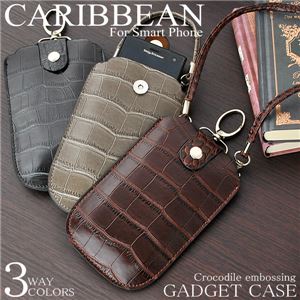 iphone スマホ レザー クロコ調ケースCARIBBEAN ブラウン