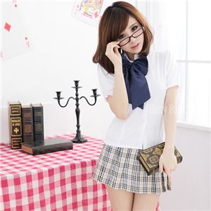 ネイビービッグリボンチェックプリーツスカート（DS427-BE／ds427-be） ベージュチェック