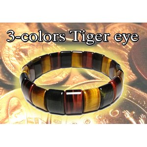 スクエア3色タイガーアイバングル