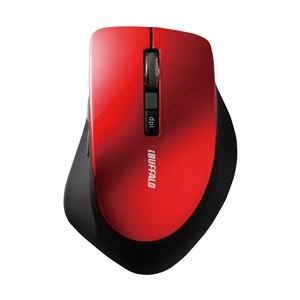 バッファロー（サプライ） 無線（2.4GHz）BlueLEDマウス 静音／5ボタンタイプ レッド BSMBW13RD
