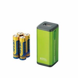 [ELECOM（エレコム）] モバイルバッテリー／乾電池／iPhone用／グリーン DE-A01D-1908GN