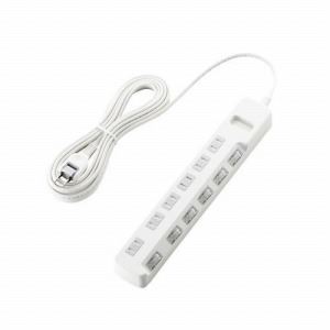 [ELECOM（エレコム）] ほこり防止シャッター付 雷ガードタップ[2P式6個口5.0m] T-K04-2650WH