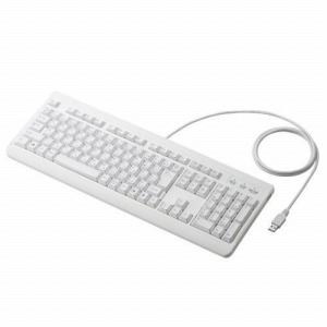 [ELECOM（エレコム）] USB2.0ハブ機能を2ポート搭載したフルキーボード TK-FCM010WH