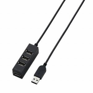 [ELECOM（エレコム）] スタイリッシュなコンパクト設計の4ポートUSBハブ[0.3m] U2H-TZ403BBK