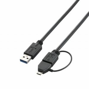 [ELECOM（エレコム）] 変換アダプタ付きUSB3.0ケーブル（A-microB） USB3-AMBAD15BK