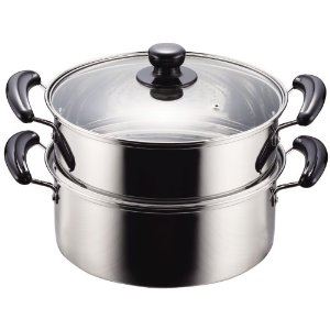 パール金属 NEWだんらん ステンレス製ガラス蓋付2段蒸し器 26cm H-5875