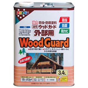 アサヒペン 油性ウッドガード外部用 コロラドグリーン 3.4L