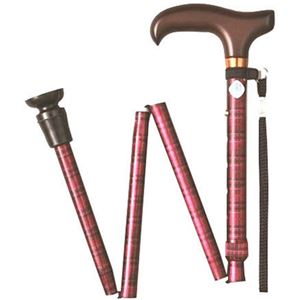 ステッキ AJ 折畳 チェックレッド