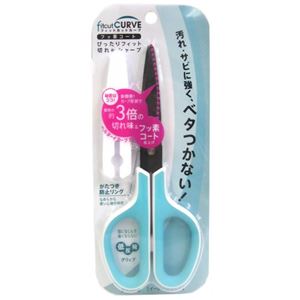 PLUS はさみ フィットカットカーブ フッ素コート キャップ付 ホワイト/ブルー×11セット
