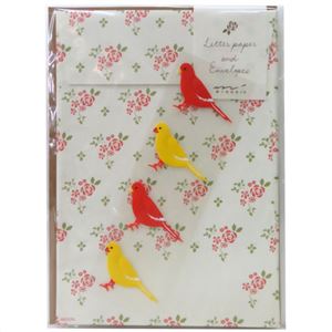 レターセット カナリア柄 シール付×11セット