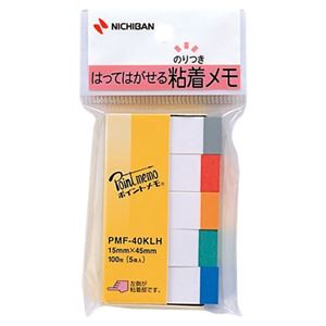 ニチバン ポイントメモ 100枚(5冊入) ホワイト色帯混色 PMF-40KLH×12セット