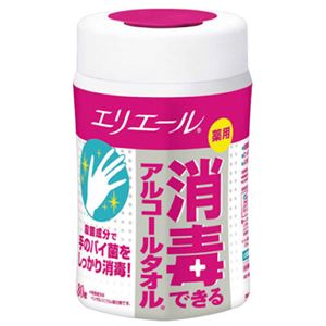 （まとめ買い）エリエール 薬用消毒できるアルコールタオル 80枚×4セット