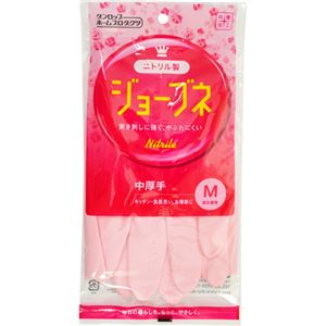 （まとめ買い）ニトリル製手袋 ジョーブネ 中厚手 Mサイズ ピンク×12セット