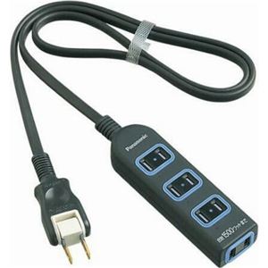 (まとめ買い)パナソニック ザ・タップX(安全設計扉・パッキン付) 4個口 1m ブラック WHA2514BKP×8セット