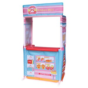 【お店屋さんごっこ】ままごとキッズテントのコンビニ屋さん リボンマート カウンターテーブルセット なりたいナ！キッズシリーズ