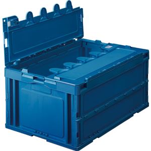 TANOSEE 折りたたみコンテナ 75L ダークブルー フタ付