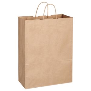 TANOSEE 手提袋 丸紐 茶無地・特大 50枚入